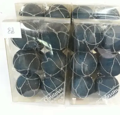 4 x Kerstballen pvc 6 stuks blauw met lijnen – kavel bij Belga Veilingen, Oudsbergen