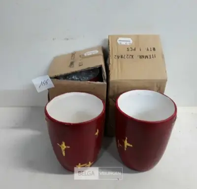 4 x Kaarshouder 13 cm rood – kavel bij Belga Veilingen, Oudsbergen