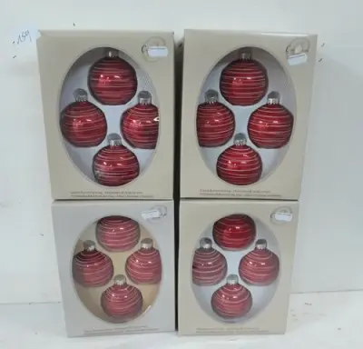 4 x Kerstballen glas 4 stuks rood – kavel bij Belga Veilingen, Oudsbergen