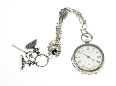 Zilveren herenhorloge/chatelaine – kavel bij Twents Veilinghuis