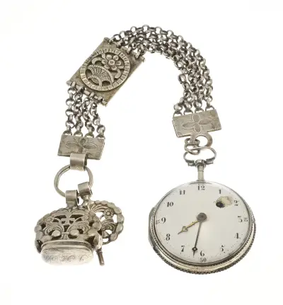 Zilveren herenhorloge met ketting – kavel bij Twents Veilinghuis