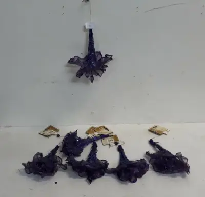 6 x Hangdeco bloem paars 17 cm – kavel bij Belga Veilingen, Oudsbergen