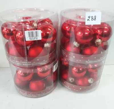 4 x Kerstballen glas 10 stuks rood – kavel bij Belga Veilingen, Oudsbergen
