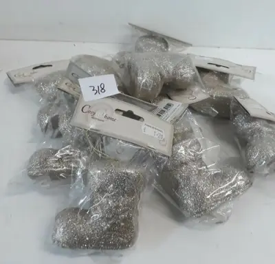 10 x Hangdeco laars zilver glitter – kavel bij Belga Veilingen, Oudsbergen