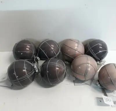 8 x Kerstbal 8 cm glas met lijnen 2 assorti – kavel bij Belga Veilingen, Oudsbergen