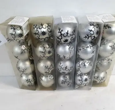 5 x Kerstballen 5 cm pvc zilver zwart – kavel bij Belga Veilingen, Oudsbergen