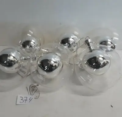 5 x Kerstbal glas 10 cm transparant met mini zilveren bal – kavel bij Belga Veilingen, Oudsbergen