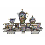 Porseleinen koffieservies met handbeschilderd decor van Perzische figuren 'Persian Miniature', bestaande uit koffiekan, melkkan, suikerpot – kavel bij Venduhuis De Eland