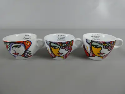3 Josien Broeren tassen – kavel bij De Kringwinkel, Diest