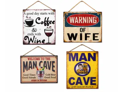 Mancave Metalen Wandborden Set 4-delig – kavel bij XL Auctions