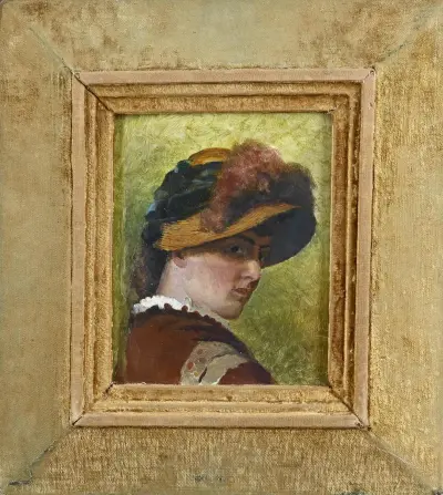Schilderij, Portet dame – kavel bij Twents Veilinghuis