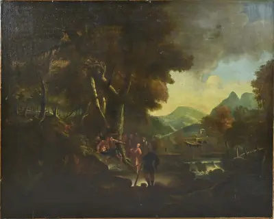 Schilderij, Bergachtig landschap – kavel bij Twents Veilinghuis