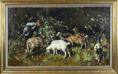 Willem van der Nat, Boer met geiten – kavel bij Twents Veilinghuis