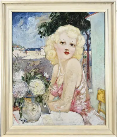 Valentine Synave Nicolaud, Dame op terras – kavel bij Twents Veilinghuis
