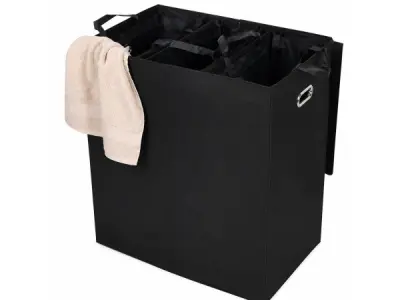 Wasmand Met 3 Vakken En Uitneembare Zakken 120 Liter Zwart – kavel bij XL Auctions