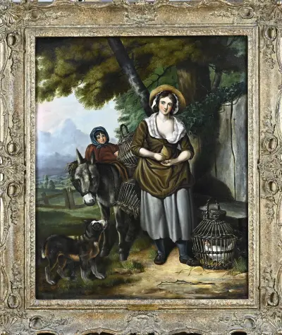 Schilderij, Reizende figuren – kavel bij Twents Veilinghuis