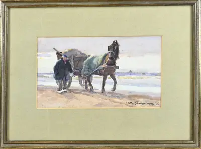 Willy Sluiter, Strandjutter met paardenkar – kavel bij Twents Veilinghuis