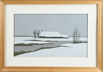 Klaas Bernink, Wintergezicht boerderij Giethoorn – kavel bij Twents Veilinghuis