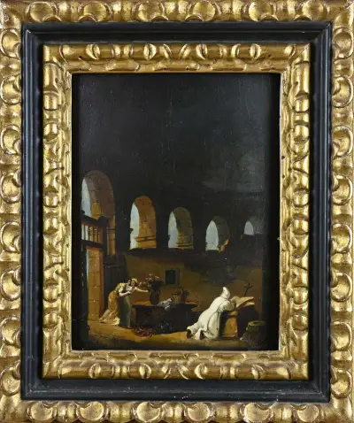 Schilderij, 18e Eeuws interieur – kavel bij Twents Veilinghuis