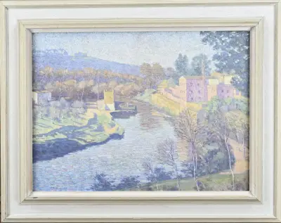 Schilderij, Impressionistisch riviergezicht – kavel bij Twents Veilinghuis