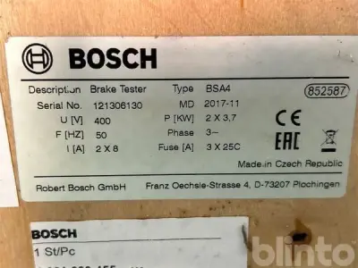 Rolbremmentestbank Bosch BSA4 (ongebruikt, bouwjaar 2017) – kavel bij Blinto, Molau