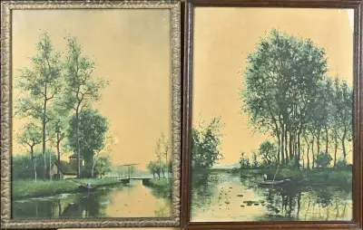 2x Gouache, Landschap – kavel bij Twents Veilinghuis