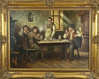 Schilderij, Herberg met figuren – kavel bij Twents Veilinghuis