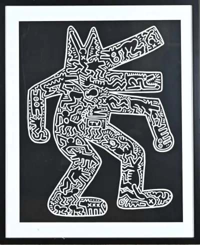 In de stijl van Keith Haring, Moderne wandelende wolf – kavel bij Twents Veilinghuis