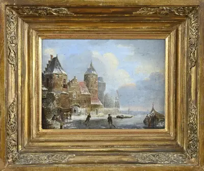 Schilderij, Wintergezicht – kavel bij Twents Veilinghuis