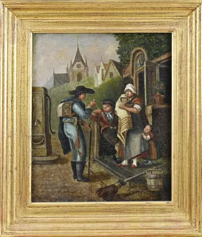Schilderij, Straatventer – kavel bij Twents Veilinghuis