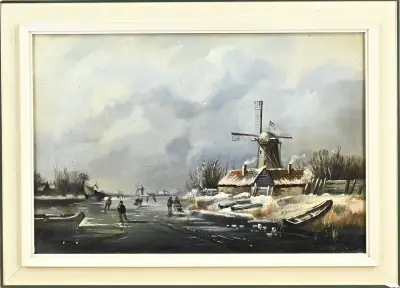 Schilderij, Wintergezicht – kavel bij Twents Veilinghuis