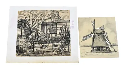 2x Klaas Bernink, Eigen tuin + windmolen – kavel bij Twents Veilinghuis