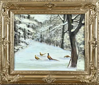 A.H. Hoffmann, Fazanten in sneeuw – kavel bij Twents Veilinghuis