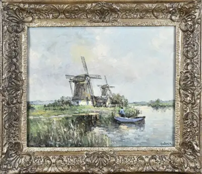 Schilderij, Poldergezicht – kavel bij Twents Veilinghuis