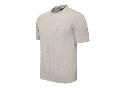 Cappuccino Italia Loreto Cable Knit Tee Grijs - XXL – kavel bij XL Auctions