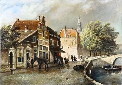 E.J. Pater, Hollands stadsgezicht – kavel bij Twents Veilinghuis