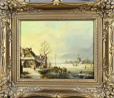 Schilderij, Wintergezicht – kavel bij Twents Veilinghuis