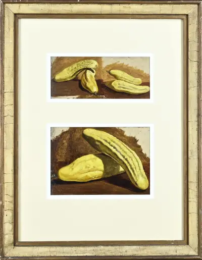 2x Schilderij, 2x Stilleven (komkommer) – kavel bij Twents Veilinghuis
