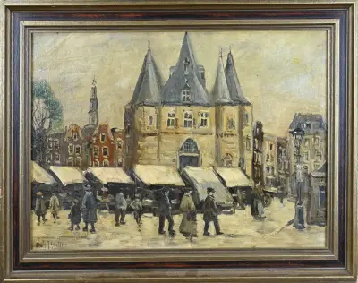 Naar G.J. Staller, Stadsgezicht – kavel bij Twents Veilinghuis