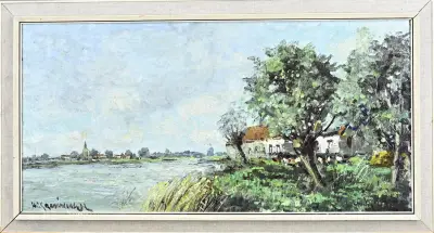 H.C. Kranenburg, Rivierlandschap met knotwilgen – kavel bij Twents Veilinghuis