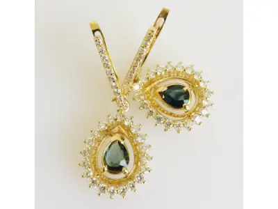 1.55ct Sapphire and Diamond Earrings – kavel bij XL Auctions