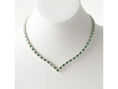 12.50ct Lab Grown Emerald and Lab Grown Diamond Necklace – kavel bij XL Auctions