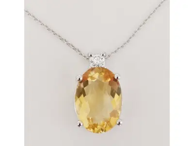 5.73ct Citrine and Diamond Necklace with pendant – kavel bij XL Auctions