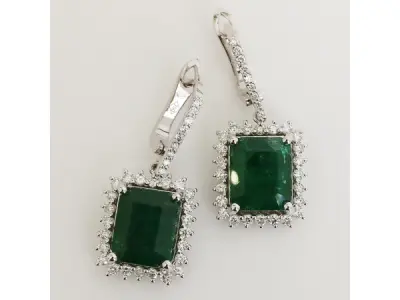 11.27ct Emerald and Diamond Earrings – kavel bij XL Auctions