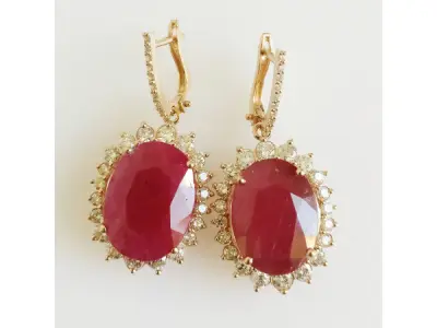 22.41ct Ruby and Diamond Earrings – kavel bij XL Auctions
