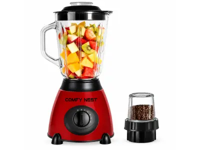 800 W 2-in-1 glazen blender en molen - rood – kavel bij XL Auctions