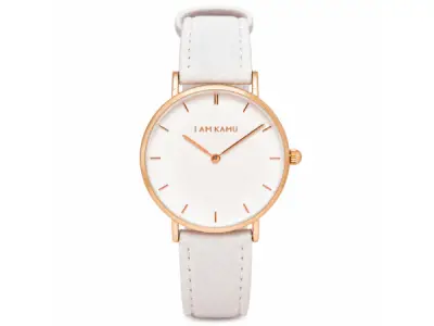 IAMKAMU - Ophelia - Horloge - Wit - Goud - Leer - RVS – kavel bij XL Auctions
