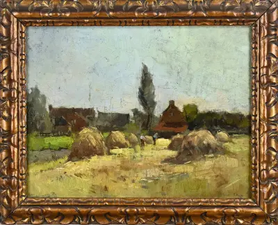 F. Hoos, Zomers landschap (hooitijd) – kavel bij Twents Veilinghuis