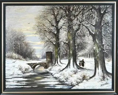 D. Kubbe, Winters bosgezicht – kavel bij Twents Veilinghuis