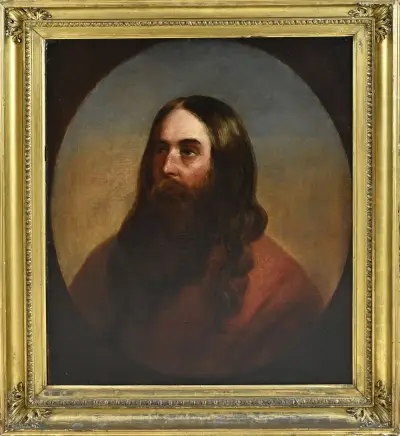 Schilderij, Portet heer (Jezus Christus) – kavel bij Twents Veilinghuis